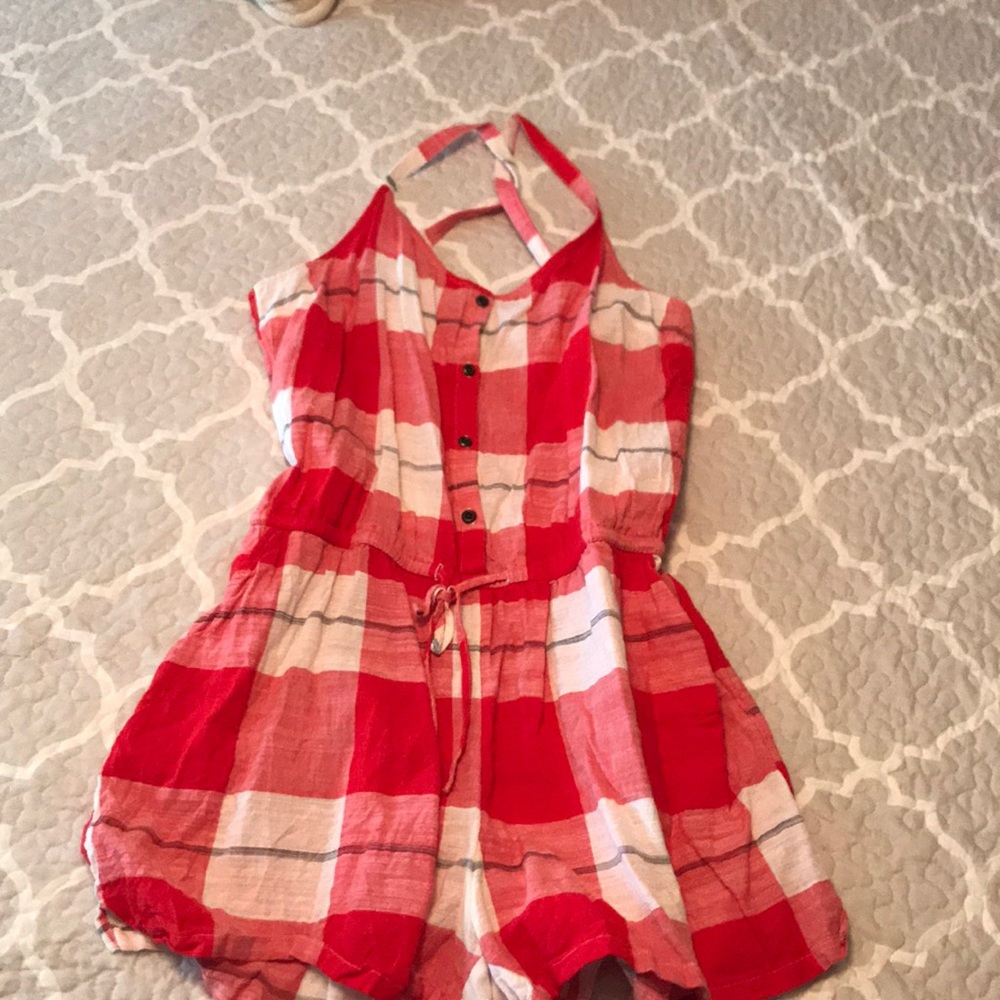 Red and white romper